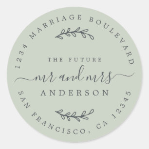 Chic Script Future Mr. Wedding Rücksendeadresse Runder Aufkleber