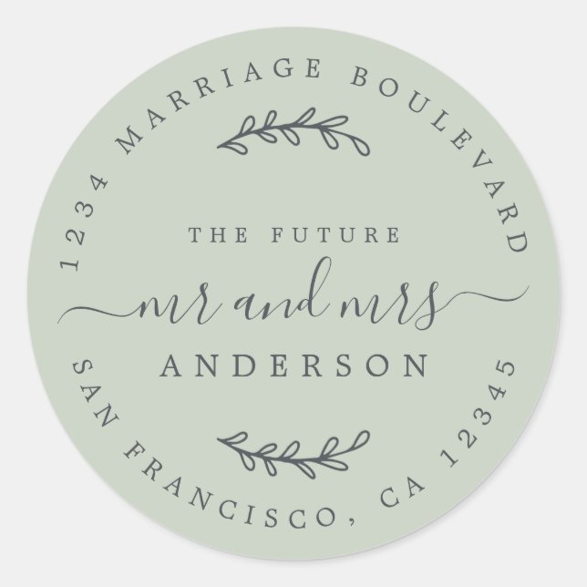 Chic Script Future Mr. Wedding Rücksendeadresse Runder Aufkleber (Vorderseite)