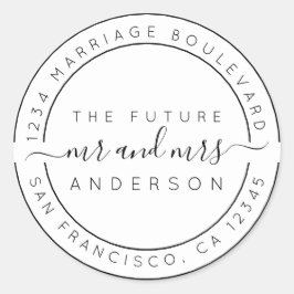 Chic Script Future Mr. Wedding Rücksendeadresse Runder Aufkleber