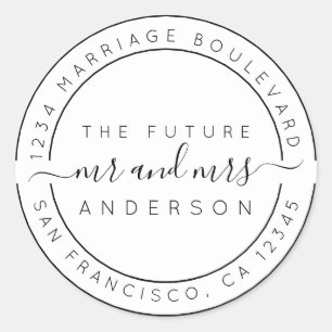 Chic Script Future Mr. Wedding Rücksendeadresse Runder Aufkleber
