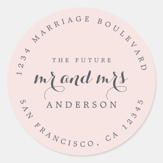 Chic Script Future Mr. Wedding Rücksendeadresse Runder Aufkleber (Vorderseite)