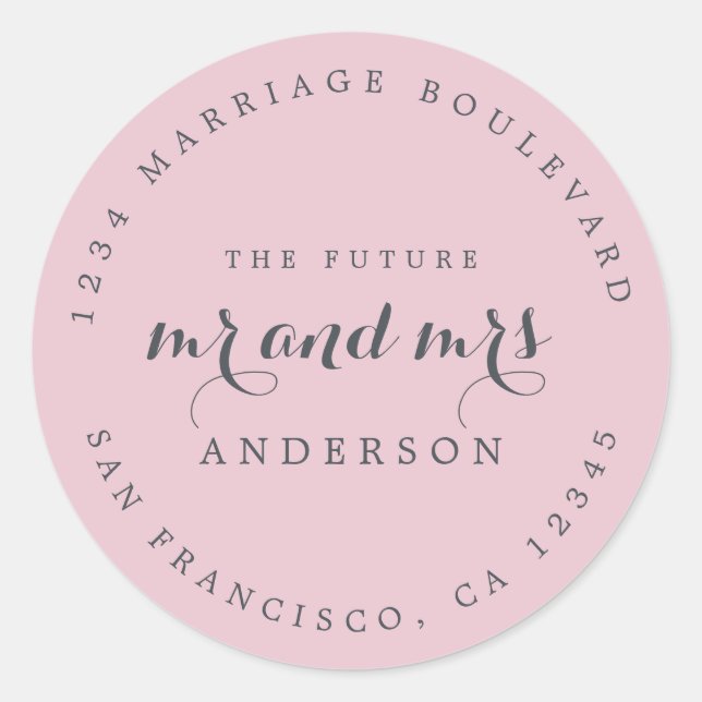 Chic Script Future Mr. Wedding Rücksendeadresse Runder Aufkleber (Vorderseite)
