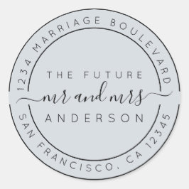 Chic Script Future Mr. Wedding Rücksendeadresse Runder Aufkleber