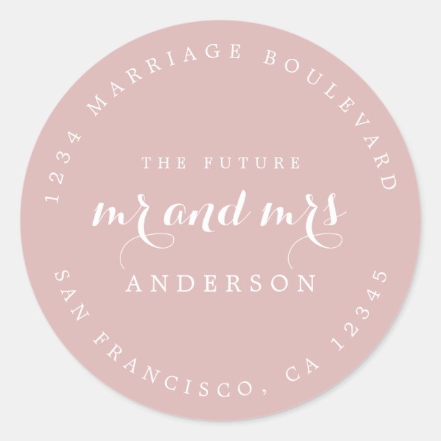 Chic Script Future Mr. Wedding Rücksendeadresse Runder Aufkleber (Vorderseite)