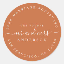Chic Script Future Mr. Wedding Rücksendeadresse Runder Aufkleber