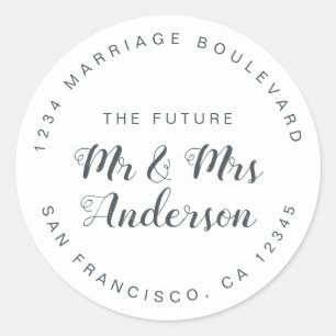 Chic Script Future Mr. Wedding Rücksendeadresse Runder Aufkleber