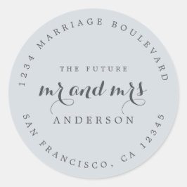 Chic Script Future Mr. Wedding Rücksendeadresse Runder Aufkleber