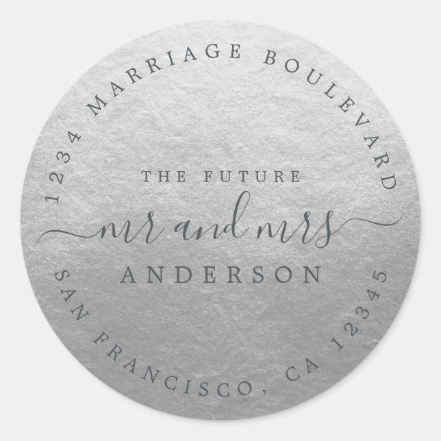 Chic Script Future Mr. Wedding Rücksendeadresse Runder Aufkleber (Vorderseite)