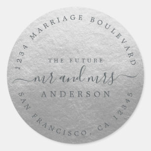 Chic Script Future Mr. Wedding Rücksendeadresse Runder Aufkleber
