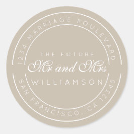 Chic Script Future Mr. Wedding Rücksendeadresse Runder Aufkleber
