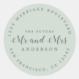 Chic Script Future Mr. Wedding Rücksendeadresse Runder Aufkleber