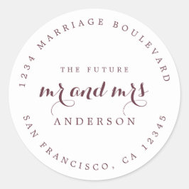 Chic Script Future Mr. Wedding Rücksendeadresse Runder Aufkleber