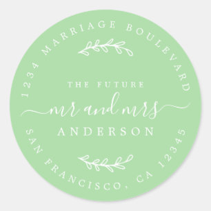 Chic Script Future Mr. Wedding Rücksendeadresse Runder Aufkleber