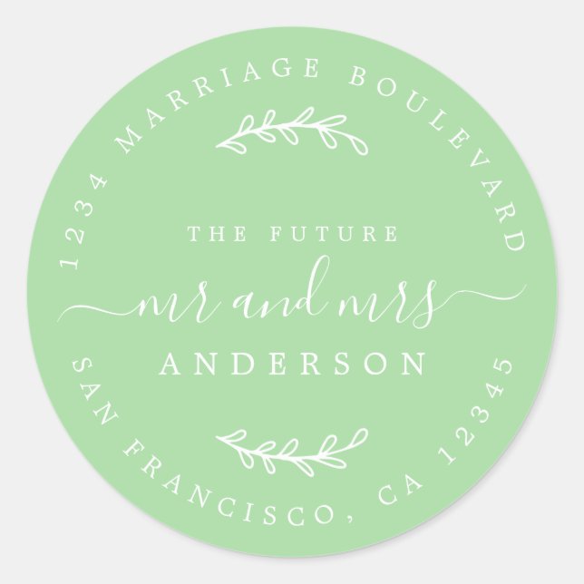 Chic Script Future Mr. Wedding Rücksendeadresse Runder Aufkleber (Vorderseite)