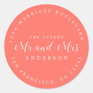 Chic Script Future Mr. Wedding Rücksendeadresse Runder Aufkleber