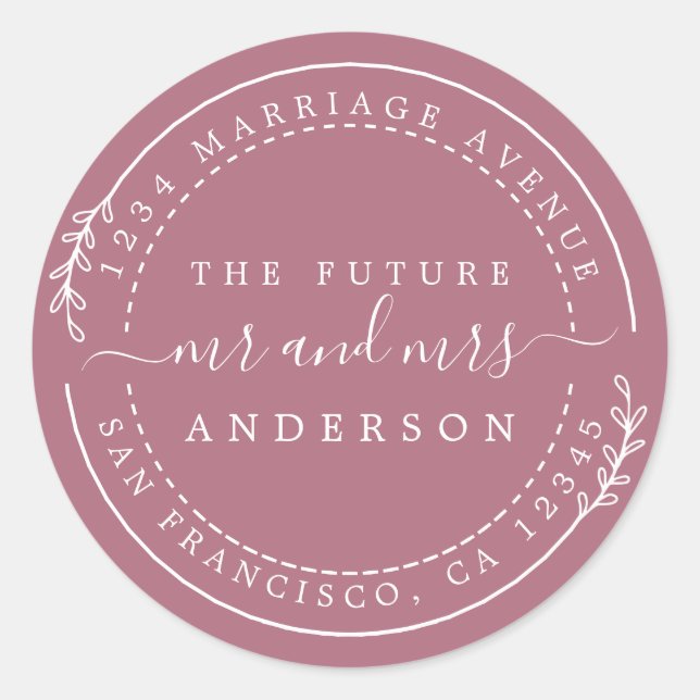 Chic Script Future Mr. Wedding Rücksendeadresse Runder Aufkleber (Vorderseite)