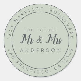 Chic Script Future Mr. Wedding Rücksendeadresse Runder Aufkleber