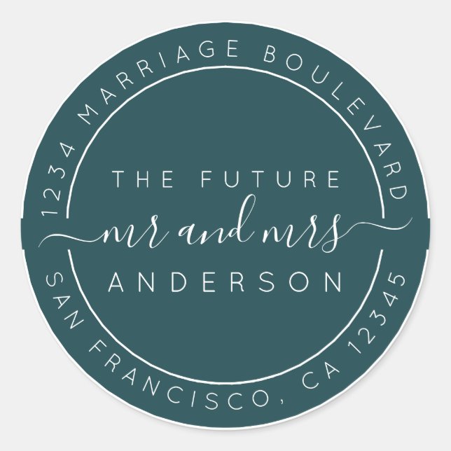 Chic Script Future Mr. Wedding Rücksendeadresse Runder Aufkleber (Vorderseite)