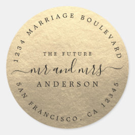 Chic Script Future Mr. Wedding Rücksendeadresse Runder Aufkleber