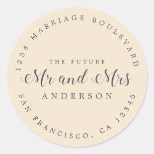Chic Script Future Mr. Wedding Rücksendeadresse Runder Aufkleber