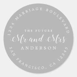 Chic Script Future Mr. Wedding Rücksendeadresse Runder Aufkleber