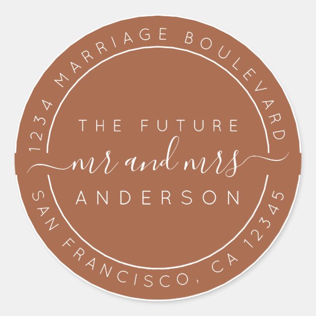 Chic Script Future Mr. Wedding Rücksendeadresse Runder Aufkleber (Vorderseite)