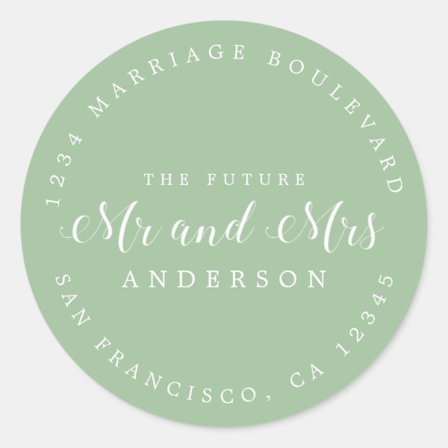 Chic Script Future Mr. Wedding Rücksendeadresse Runder Aufkleber (Vorderseite)