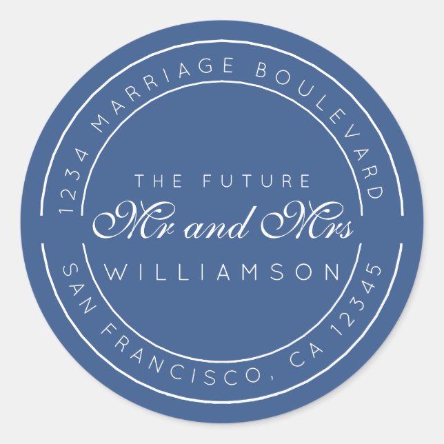 Chic Script Future Mr. Wedding Rücksendeadresse Runder Aufkleber (Vorderseite)