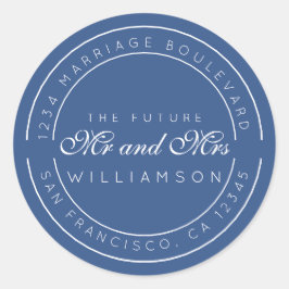 Chic Script Future Mr. Wedding Rücksendeadresse Runder Aufkleber