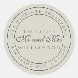 Chic Script Future Mr. Wedding Rücksendeadresse Runder Aufkleber
