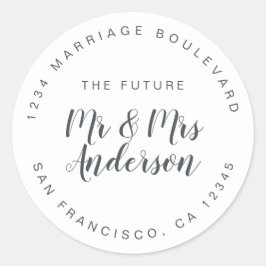 Chic Script Future Mr. Wedding Rücksendeadresse Runder Aufkleber