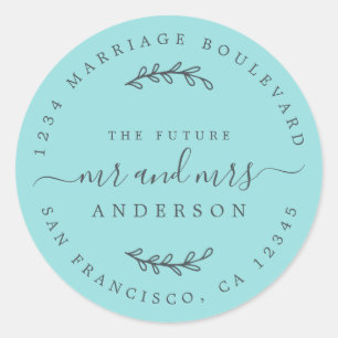 Chic Script Future Mr. Wedding Rücksendeadresse Runder Aufkleber