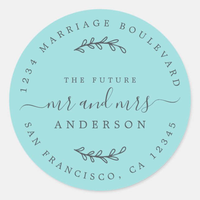 Chic Script Future Mr. Wedding Rücksendeadresse Runder Aufkleber (Vorderseite)