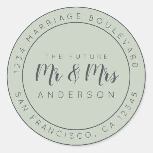 Chic Script Future Mr. Wedding Rücksendeadresse Runder Aufkleber