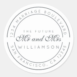 Chic Script Future Mr. Wedding Rücksendeadresse Runder Aufkleber