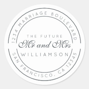 Chic Script Future Mr. Wedding Rücksendeadresse Runder Aufkleber