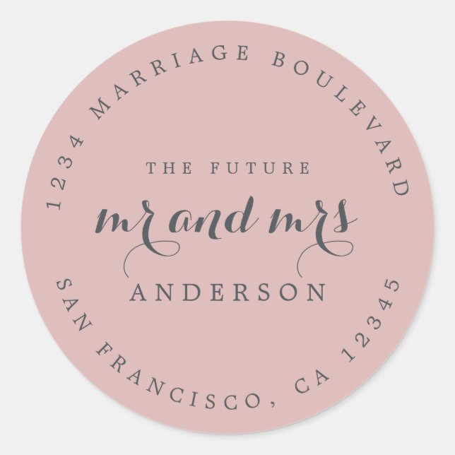 Chic Script Future Mr. Wedding Rücksendeadresse Runder Aufkleber (Vorderseite)