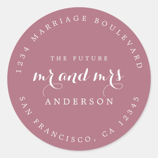 Chic Script Future Mr. Wedding Rücksendeadresse Runder Aufkleber (Vorderseite)
