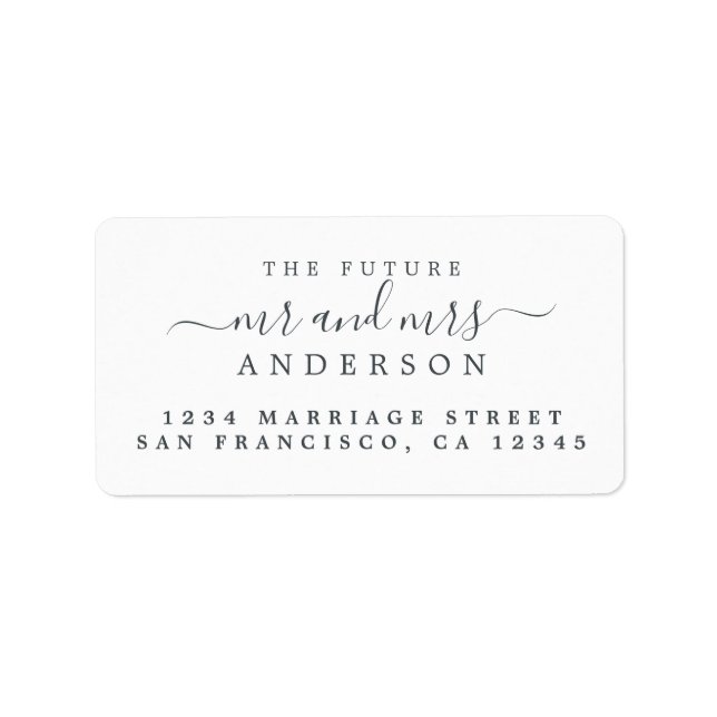 Chic Script Future Mr. White Wedding Address Adressaufkleber (Vorne)