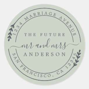 Chic Script Future Mrs. Green Rücksendeadresse Runder Aufkleber