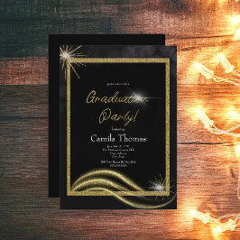 Chic Script Gold Glitzer Graduation Party Einladung