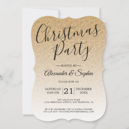 Chic Script Gold Glitzer Ombre Party Einladung