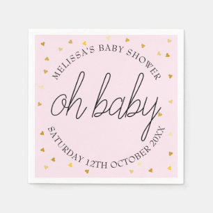 Chic-Script Gold-Herz-Baby-Mädchen-Party oh Baby Serviette