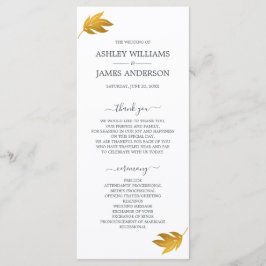 Chic Script Gold Leaf Minimale Hochzeit Programm