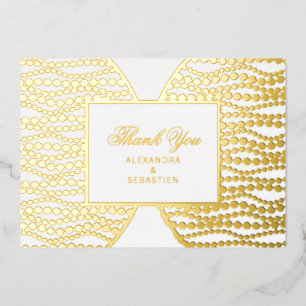 Chic Script Golden Pearls Gold Foil Danke Karte