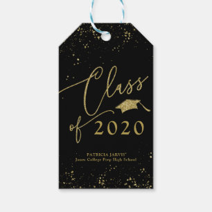 Chic Script Grad Ankündigung Gold Glitzer Geschenkanhänger