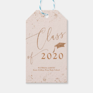 Chic Script Grad Ankündigung Rose Gold Glitzer Geschenkanhänger