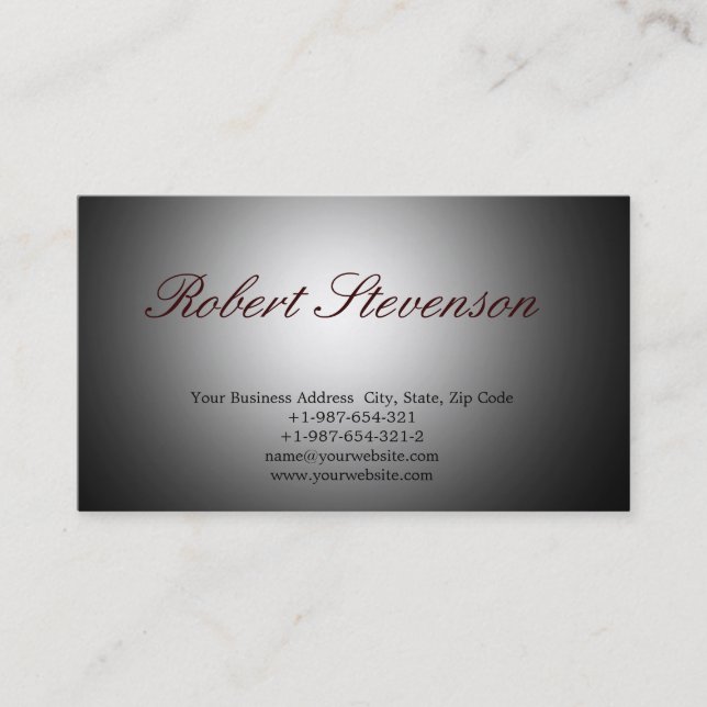 Chic Script Gray Design Business Card Visitenkarte (Vorderseite)