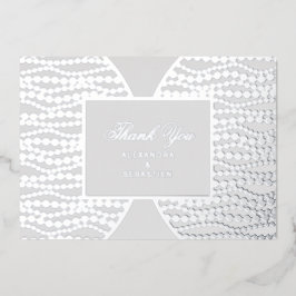 Chic Script Gray Pearl Silver Foil Danke Karte