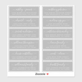 Chic Script Gray Wedding Guest Address Labels